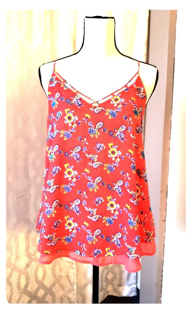 Red Paisley Floral Top